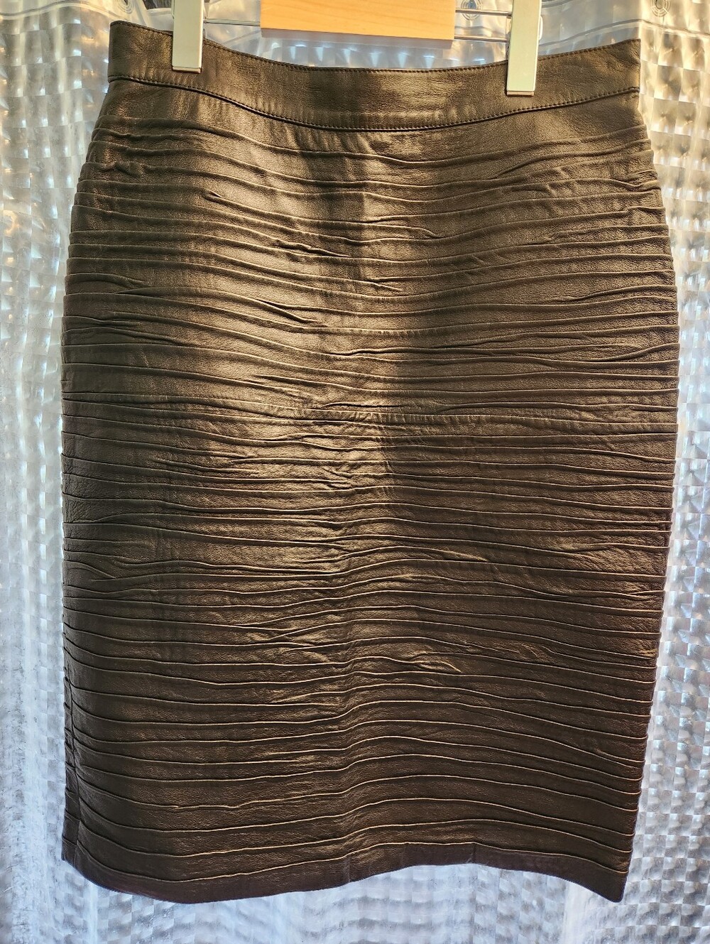 VTG Italian Black Leather Women’s Pencil Skirt